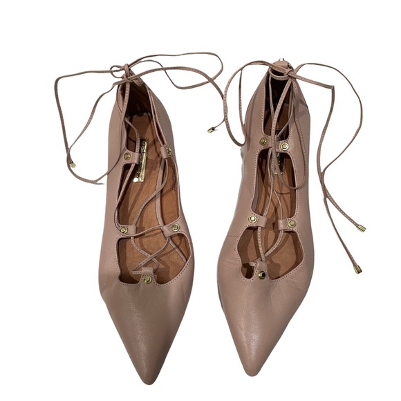 Halogen “Owen” Ghillie nude lace up flats - Picture 4 of 9